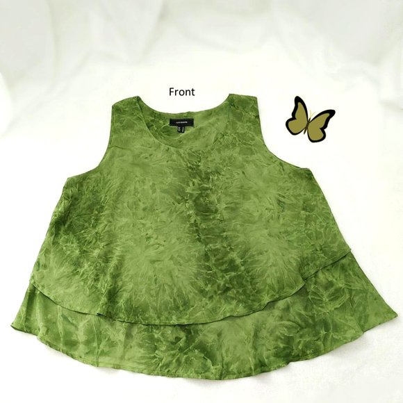 Green Swing Tank Top Scoop Neck Soft Double-layered Abstract Print Tunic, Size M - Picture 3 of 11